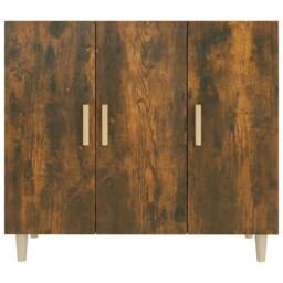 Berkfield Home Sideboard Smoked Oak 90x34x80 cm Engineered Wood in Brown - Size: 90 x 34 x 80 cm - thumbnail 3