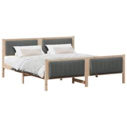 Berkfield Home Bed frame Brown & dark grey 180 x 200 cm Solid pine wood in Natural - thumbnail 3