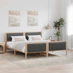 Berkfield Home Bed frame Brown & dark grey 180 x 200 cm Solid pine wood in Natural - thumbnail 1