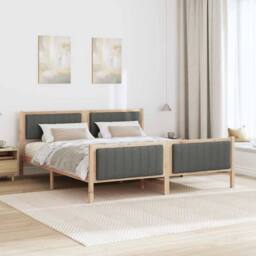 Berkfield Home Bed frame Brown & dark grey 180 x 200 cm Solid pine wood in Natural - thumbnail 4