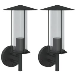 Berkfield Home Outdoor Wall Lights 2pcs Black Stainless Steel - thumbnail 2