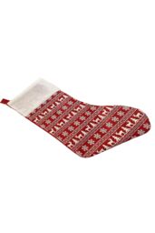 Neel Blue Christmas Stocking Reindeer & Xmas Tree Design Velvet Hanging Santa Sack in Red - thumbnail 3