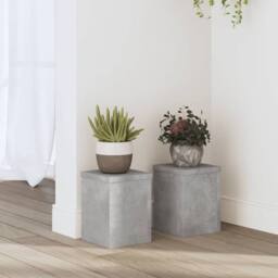 Berkfield Home Plant Stands 2 pcs Concrete Grey 15x15x20 cm Engineered Wood - Size: 15 x 15 x 20 cm