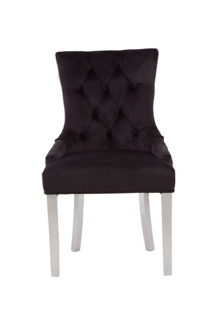 Orsina Stylish Black Velvet Dining Chair, Modern Chair For Kitchen Counter, Comfortable Velvet Upholstered Chair - image 1