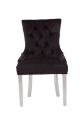Orsina Stylish Black Velvet Dining Chair, Modern Chair For Kitchen Counter, Comfortable Velvet Upholstered Chair - thumbnail 1