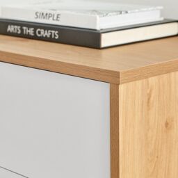 FurnitureboxUK Bisset Off-White & Wood Effect Chest of 5 Drawers - thumbnail 4