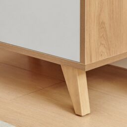 FurnitureboxUK Bisset Off-White & Wood Effect Chest of 5 Drawers - thumbnail 6