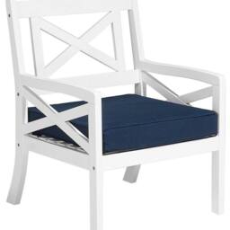 Wyld and Coco Coastal Acacia Garden Chair White with Blue Cushion Armrests - thumbnail 2