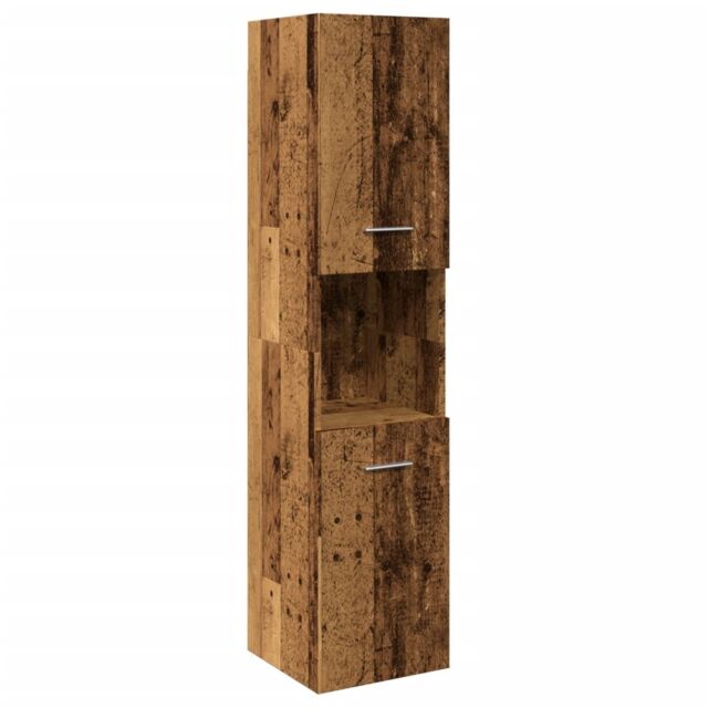 Berkfield Home Bathroom Hanging Cabinet Old Wood 30x30x130 cm Engineered Wood in Brown - Size: 30 x 30 x 130 cm - image 1