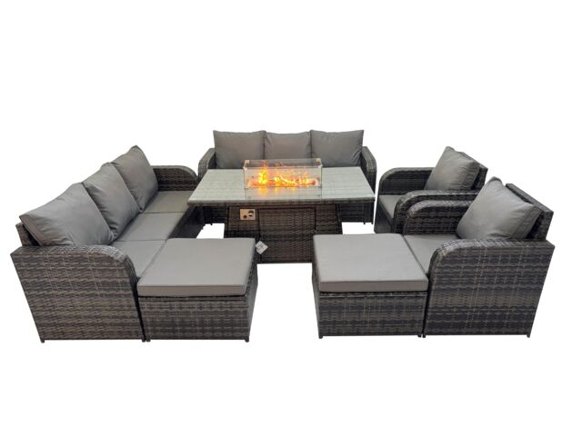 Fimous Garden Outdoor Rattan Furniture Set with 2 Big Stools in Dark Grey - image 1