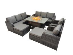 Fimous Garden Outdoor Rattan Furniture Set with 2 Big Stools in Dark Grey - thumbnail 2