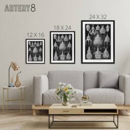 "Artery8 Marine Microorganisms Haeckel Botanical Black Framed Canvas Wall Art - Size: W24"" x H32""" - thumbnail 4