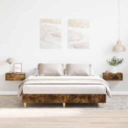 Berkfield Home Bed Frame No Mattress Smoked Oak 150x200 cm King Size Engineered Wood in Brown - thumbnail 1