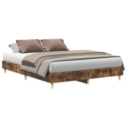 Berkfield Home Bed Frame No Mattress Smoked Oak 150x200 cm King Size Engineered Wood in Brown - thumbnail 2