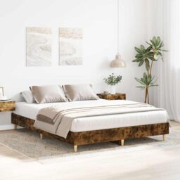 Berkfield Home Bed Frame No Mattress Smoked Oak 150x200 cm King Size Engineered Wood in Brown - thumbnail 3