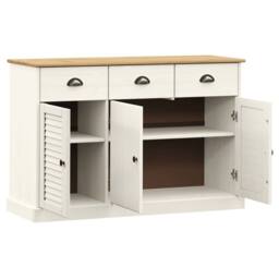 Berkfield Home Sideboard with Drawers VIGO 113x40x75 cm White Solid Wood Pine - Size: 113 x 40 x 75 cm - thumbnail 4