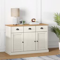 Berkfield Home Sideboard with Drawers VIGO 113x40x75 cm White Solid Wood Pine - Size: 113 x 40 x 75 cm - thumbnail 2