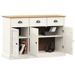Berkfield Home Sideboard with Drawers VIGO 113x40x75 cm White Solid Wood Pine - Size: 113 x 40 x 75 cm