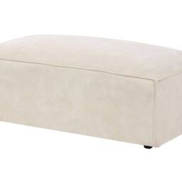 Wyld and Coco Beige Velvet Ottoman Footstool - Compact Minimalist Footrest - thumbnail 2