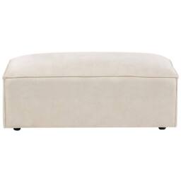Wyld and Coco Beige Velvet Ottoman Footstool - Compact Minimalist Footrest - thumbnail 3