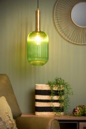 Lucide 'MALOTO' Dimmable Adjustable Indoor Stylish Retro Pendant Light 1xE27 in Green - thumbnail 4
