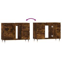 Berkfield Home Durable Bathroom Cabinet Smoked Oak 80x33x60 cm Engineered Wood in Brown - Size: 80 x 33 x 60 cm - thumbnail 9