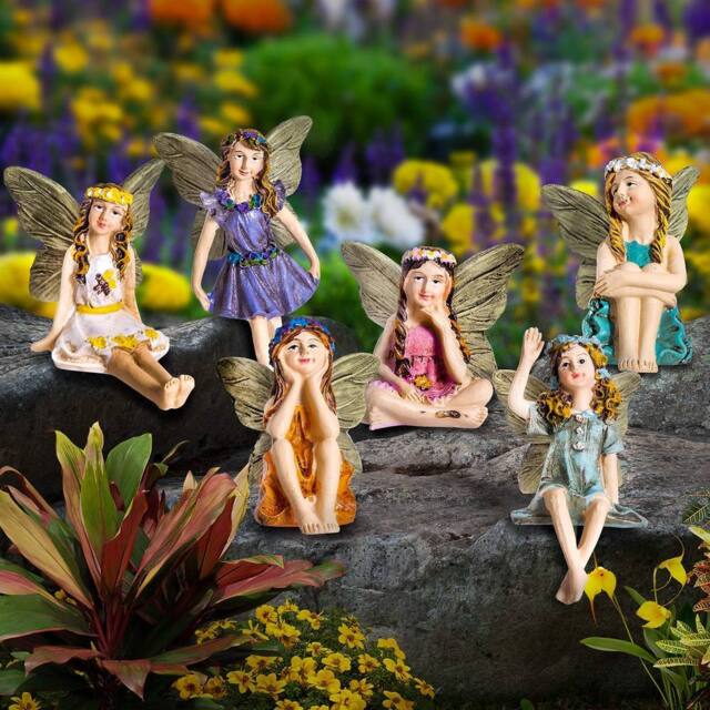 Globrite Set of 6 Hand-Painted Polyresin Fairy Garden Ornaments w/ 10cm Stakes - image 1