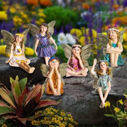 Globrite Set of 6 Hand-Painted Polyresin Fairy Garden Ornaments w/ 10cm Stakes - thumbnail 1