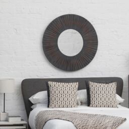 Orsina Barn Antique Wood Wall Mirror in Black - thumbnail 1