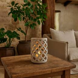 Wyld Haus Large Grey Stone Effect Hurricane Lantern