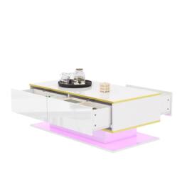BTM High Gloss LED Coffee Table 100cm with 3 Drawers in Black - thumbnail 1