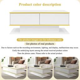 BTM High Gloss LED Coffee Table 100cm with 3 Drawers in Black - thumbnail 9