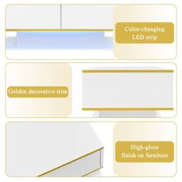 BTM High Gloss LED Coffee Table 100cm with 3 Drawers in Black - thumbnail 8