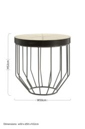 Orsina Luxurious Tall Iron Side Table, Leather Top Side Table For Livingroom, Durable Bedside Table For Bedroom in Black - thumbnail 5