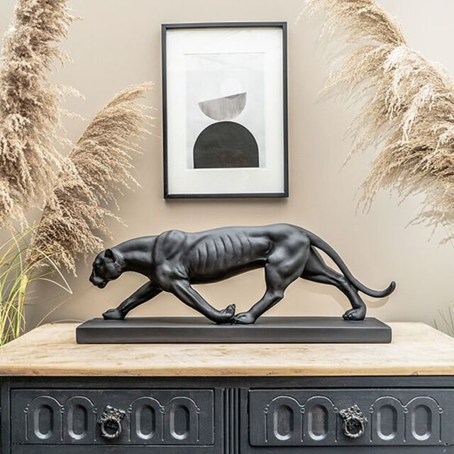 Madison & Mayfair Art Deco Style Black Panther On Plynth Ornament - image 1