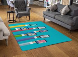Benjamin Tate Design Hands Holding Smart Phones Rug in Natural - Size: Large - thumbnail 2
