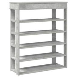 Berkfield Home Shoe Rack Concrete Oak 80x30x98 cm Engineered Wood in Grey - Size: 80 x 30 x 98 cm - thumbnail 3