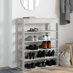 Berkfield Home Shoe Rack Concrete Oak 80x30x98 cm Engineered Wood in Grey - Size: 80 x 30 x 98 cm - thumbnail 1