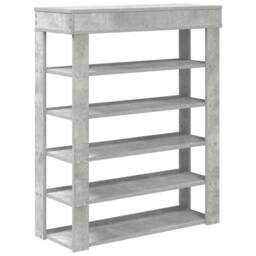 Berkfield Home Shoe Rack Concrete Oak 80x30x98 cm Engineered Wood in Grey - Size: 80 x 30 x 98 cm - thumbnail 6