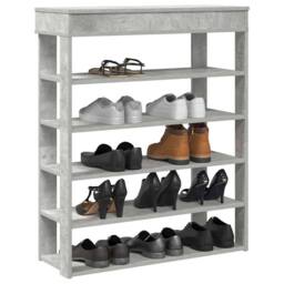 Berkfield Home Shoe Rack Concrete Oak 80x30x98 cm Engineered Wood in Grey - Size: 80 x 30 x 98 cm - thumbnail 2