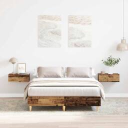 Berkfield Home Durable Bed Frame No Mattress Old Wood 120x200 cm Engineered Wood in Brown - Size: Small Double - thumbnail 2