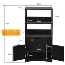 Kelvenix Bathroom Floor Cabinet Wooden Tall Storage in Black - thumbnail 2