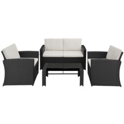 tectake Garden Furniture Set Jesolo in Black - Size: 4 Person - thumbnail 2