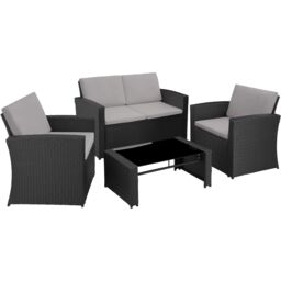 tectake Garden Furniture Set Jesolo in Black - Size: 4 Person - thumbnail 1