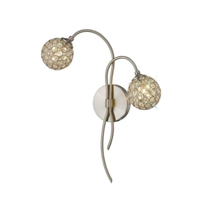 Netlighting Apollo Wall Lamp 2 Light G9 Satin NickelCrystal in Grey - image 1