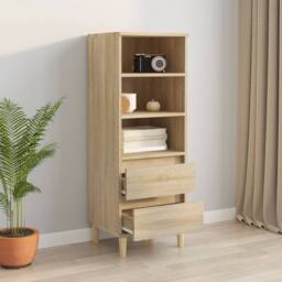 Berkfield Home Highboard Sonoma Oak 40x36x110 cm Engineered Wood in Beige - Size: 40 x 36 x 110 cm - thumbnail 6
