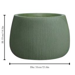 Dibor Green Large Fibreclay Symmetry Stripe Summer Outdoor Planter Plant Pot H37 x Dia55cm - thumbnail 2