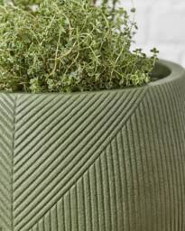 Dibor Green Large Fibreclay Symmetry Stripe Summer Outdoor Planter Plant Pot H37 x Dia55cm - thumbnail 4