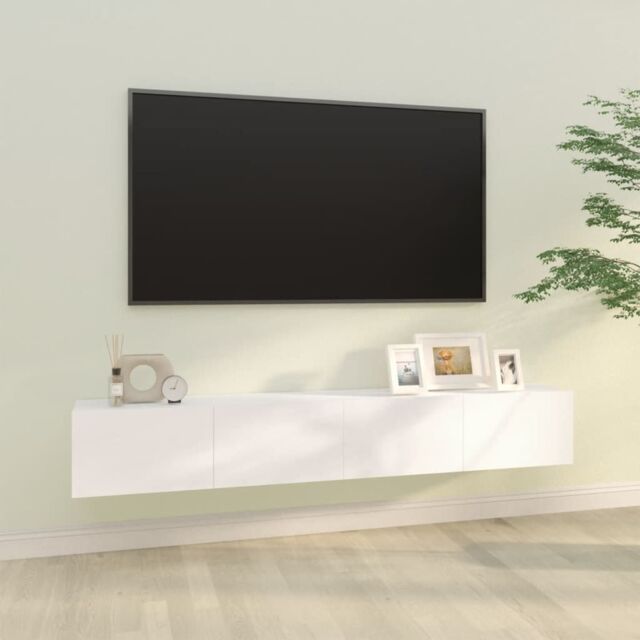 Berkfield Home Wall TV Cabinets 2 pcs White 100x30x30 cm Engineered Wood - Size: 100 x 30 x 30 cm - image 1