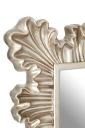 Orsina Champagne Finish Clamshell Design Wall Mirror, Symmetrical Pleated Hanging Mirror, Perfect Mounted Mirror in Gold - thumbnail 3